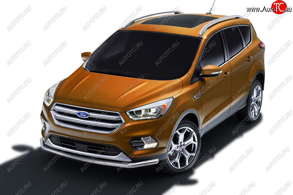 9 999 р. Защита заднего бампера Slitkoff (d57)  Ford Kuga  2 (2016-2019) рестайлинг (Нержавейка, Полированная)  с доставкой в г. Омск