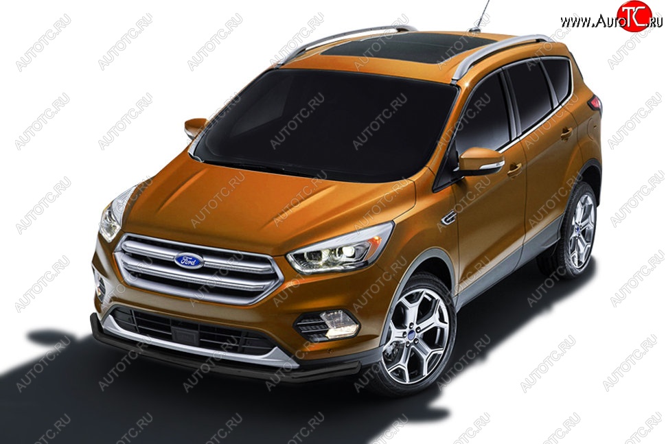 5 999 р. Защита заднего бампера Slitkoff (d57)  Ford Kuga  2 (2016-2019) рестайлинг (Сталь с полимерным покрытием. Цвет: чёрный)  с доставкой в г. Омск