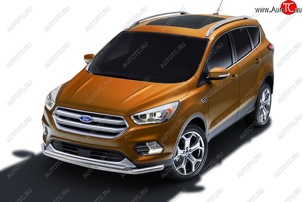 11 749 р. Защита заднего бампера Slitkoff (двойная, d57/42)  Ford Kuga  2 (2016-2019) рестайлинг (Нержавейка, Полированная)  с доставкой в г. Омск