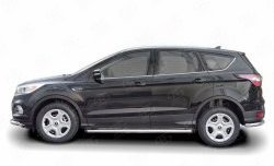 Защита порогов из круглой трубы диаметром 63 мм SLITKOFF Ford Kuga 2 рестайлинг (2016-2019)