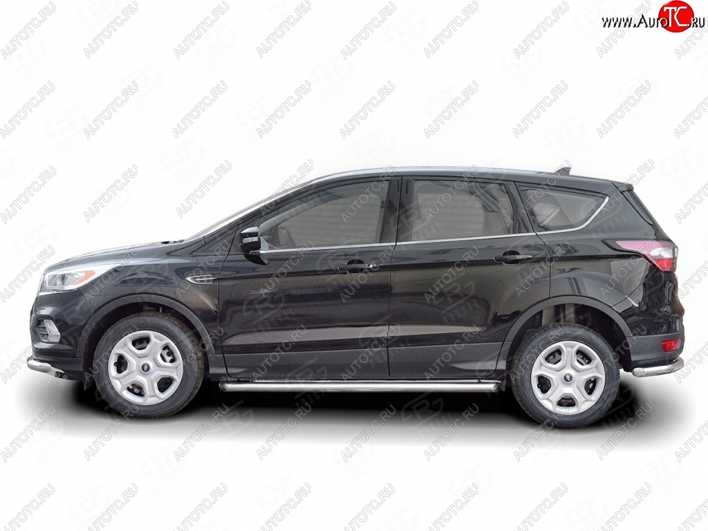 17 599 р. Защита порогов из круглой трубы диаметром 63 мм SLITKOFF Ford Kuga 2 рестайлинг (2016-2019)  с доставкой в г. Омск