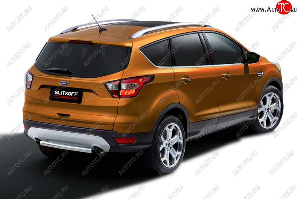 6 499 р. Защита заднего бампера Slitkoff (d57, короткая)  Ford Kuga  2 (2016-2019) рестайлинг (Нержавейка, Без окраски)  с доставкой в г. Омск