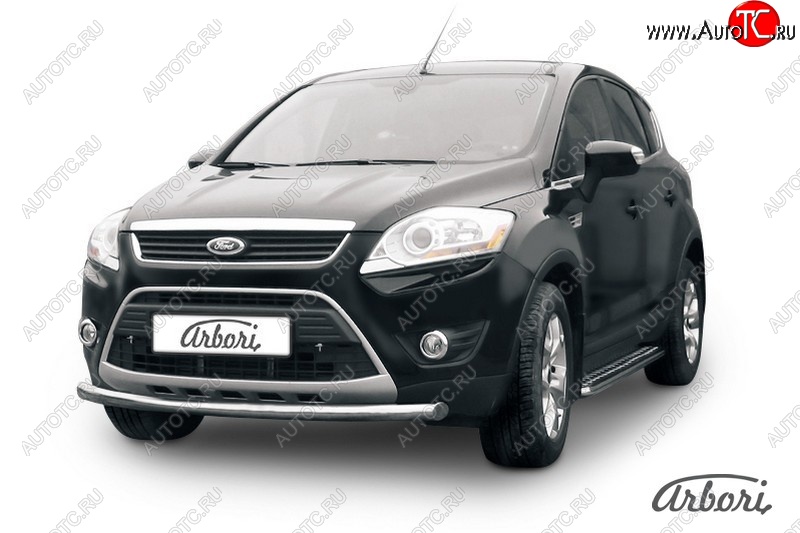 9 899 р. Защита переднего бампера Arbori (нержавейка, 1 труба d57mm) Ford Kuga 1 (2008-2013)  с доставкой в г. Омск