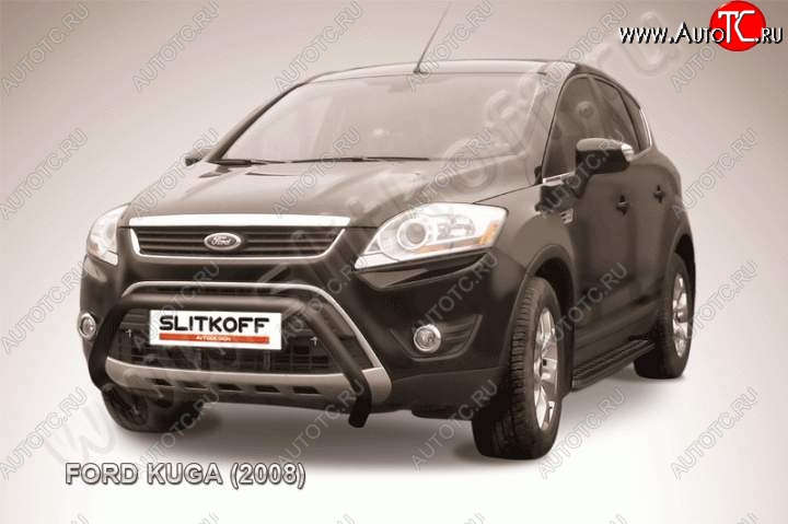 15 849 р. Кенгурятник d57 Slitkoff (низкий)  Ford Kuga  1 (2008-2013) (Цвет: серебристый)  с доставкой в г. Омск