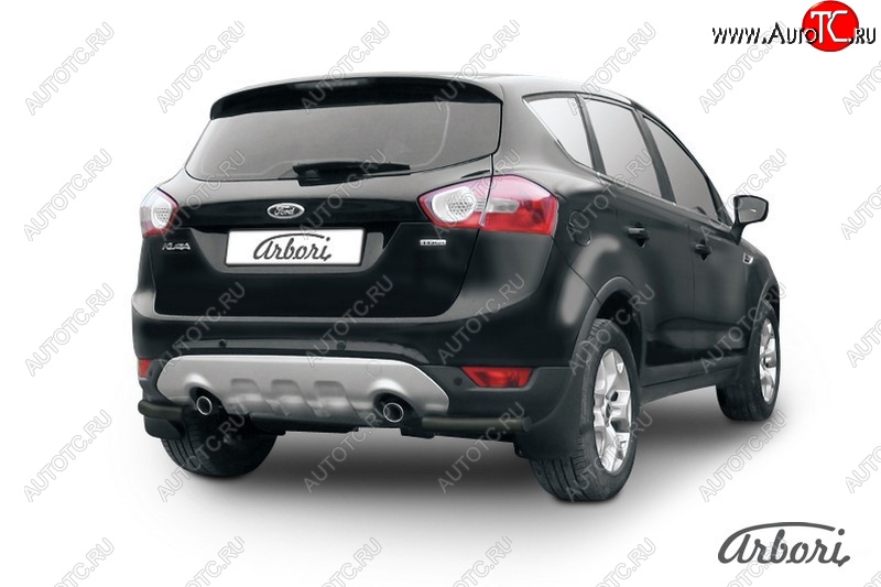 7 019 р. Защита заднего бампера Arbori (уголки, черная, 1 труба d57 mm). Ford Kuga 1 (2008-2013)  с доставкой в г. Омск