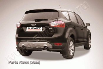 3 899 р. Защита заднего бампера d57 Slitkoff (d57, черная, короткая)  Ford Kuga  1 (2008-2013) (Цвет: серебристый)  с доставкой в г. Омск. Увеличить фотографию 1