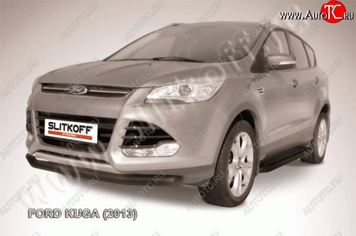 8 299 р. Защита переднего бампера Slitkoff (труба d76)  Ford Kuga  2 (2013-2016) дорестайлинг (Цвет: серебристый)  с доставкой в г. Омск