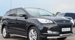 13 849 р. Защита порогов из круглой трубы диаметром 63 мм Russtal Ford Kuga 2 дорестайлинг (2013-2016) (Защита порогов с со скосами на торцах (вариант 1))  с доставкой в г. Омск. Увеличить фотографию 12