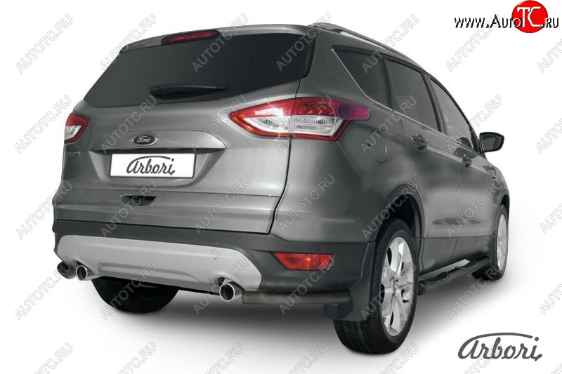 5 399 р. Защита заднего бампера Arbori (уголки, черная, 1 труба d57 mm). Ford Kuga 2 дорестайлинг (2013-2016)  с доставкой в г. Омск