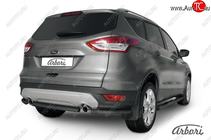 5 399 р. Защита заднего бампера Arbori (черная, 1 труба d57 mm). Ford Kuga 2 дорестайлинг (2013-2016)  с доставкой в г. Омск