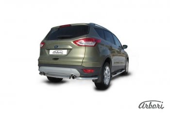 6 389 р. Защита заднего бампера Arbori (уголки, нержавейка, 1 труба d57 mm). Ford Kuga 2 дорестайлинг (2013-2016)  с доставкой в г. Омск. Увеличить фотографию 2