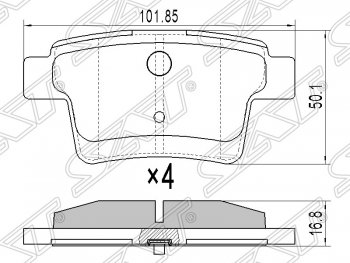 869 р. Колодки тормозные задние SAT  Ford Mondeo (2000-2007), Ford Ranger ( DoubleCab,  RapCab) (2011-2021), Jaguar X-type  X400 (2001-2009)  с доставкой в г. Омск. Увеличить фотографию 1