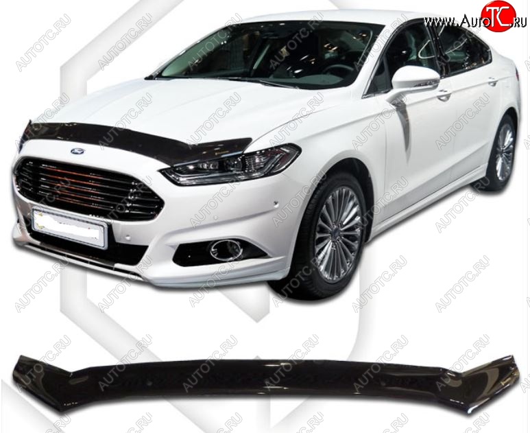 1 899 р. Дефлектор капота CA-Plastiс  Ford Mondeo  MK5 CD391 (2014-2018) дорестайлинг седан (Classic черный, Без надписи)  с доставкой в г. Омск