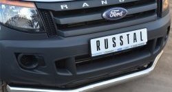 14 549 р. Одинарная защита переднего бампера диаметром 76 мм SLITKOFF  Ford Ranger ( DoubleCab,  RapCab) (2011-2016) дорестайлинг, дорестайлинг  с доставкой в г. Омск. Увеличить фотографию 2