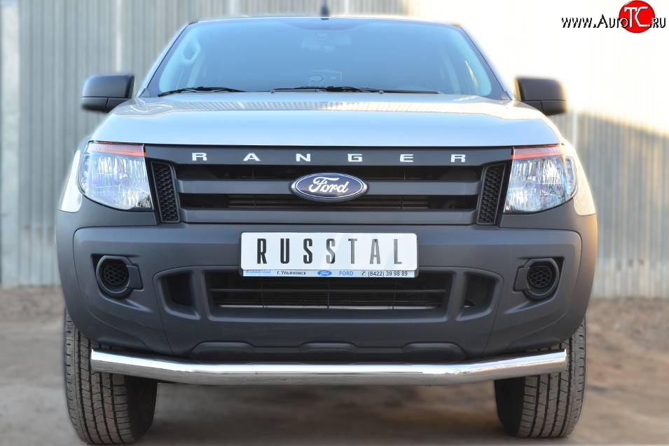 14 549 р. Одинарная защита переднего бампера диаметром 76 мм SLITKOFF  Ford Ranger ( DoubleCab,  RapCab) (2011-2016) дорестайлинг, дорестайлинг  с доставкой в г. Омск