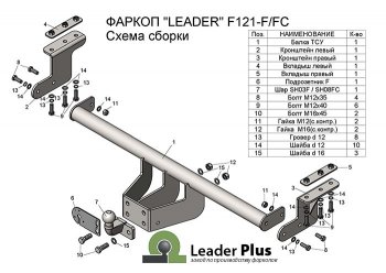 Фаркоп Лидер Плюс Ford Ranger RapCab рестайлинг (2015-2021)