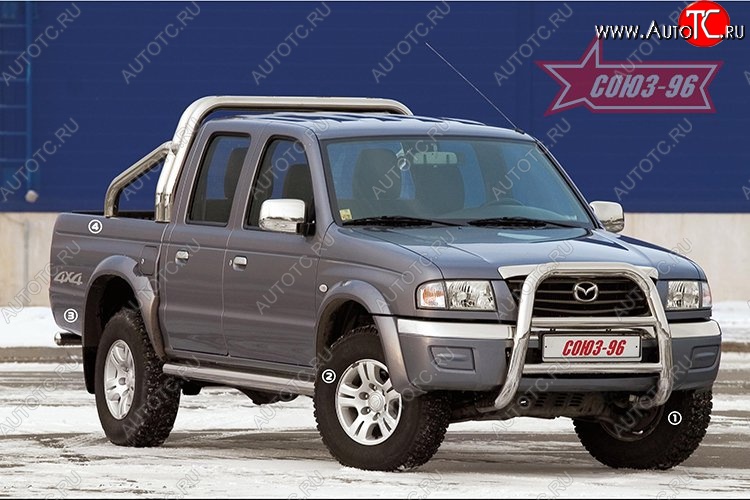 14 174 р. Защита порогов Souz-96 (d76) Ford Ranger (2006-2009)  с доставкой в г. Омск