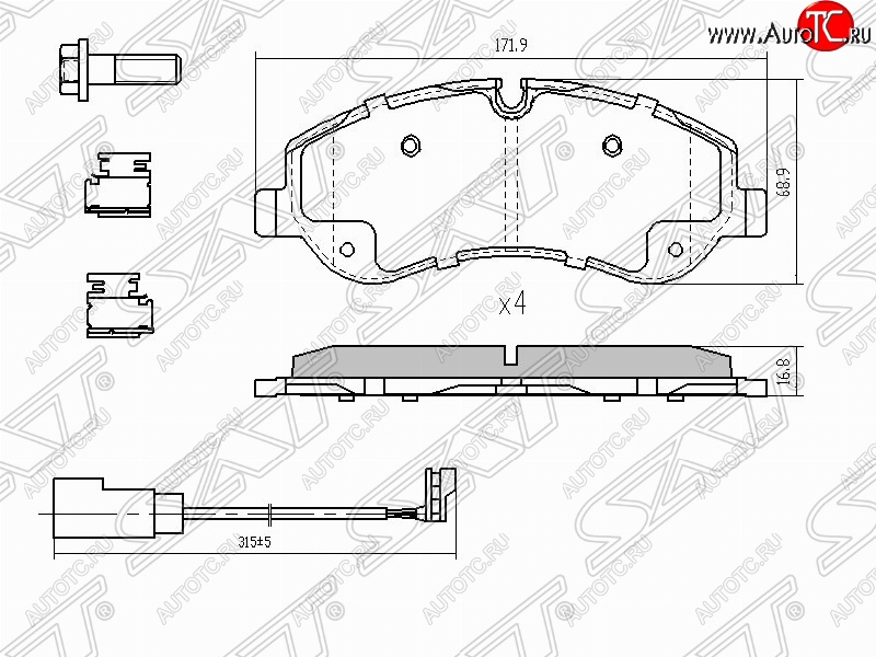 1 789 р. Колодки тормозные (передние) SAT Ford Transit цельнометаллический фургон (2014-2022)  с доставкой в г. Омск