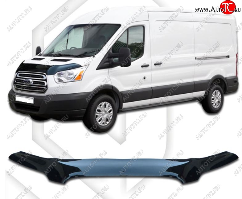 3 069 р. Дефлектор капота CA-Plastiс exclusive Ford Transit цельнометаллический фургон (2014-2022) (Classic черный, Без надписи)  с доставкой в г. Омск