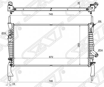 Радиатор двигателя SAT (трубчатый, 2.2TD / 2.3 / 2.4TD, МКПП) Ford (Форд) Transit (Транзит) (2006-2014) цельнометаллический фургон