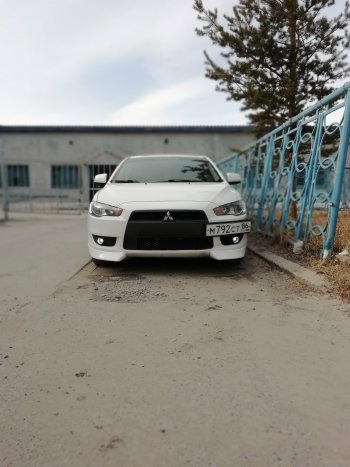 2 699 р. Клыки Evo на передний бампер автомобиля Mitsubishi Lancer 10 хэтчбэк дорестайлинг (2007-2010) (Неокрашенные)  с доставкой в г. Омск. Увеличить фотографию 7