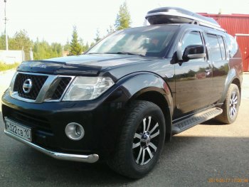 1 839 р. Дефлектор капота CA-Plastiс  Nissan Pathfinder  R51 (2009-2014) рестайлинг (Classic черный, Без надписи)  с доставкой в г. Омск. Увеличить фотографию 2