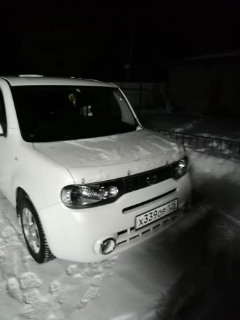 1 899 р. Дефлектор капота CA-Plastiс  Nissan Cube  3 (2008-2024) (Classic прозрачный, Без надписи)  с доставкой в г. Омск. Увеличить фотографию 2