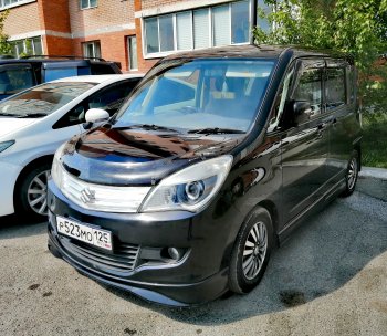 2 299 р. Дефлектор капота CA-Plastiс  Suzuki Solio (2010-2015) дорестайлинг, рестайлинг (Шелкография черная)  с доставкой в г. Омск. Увеличить фотографию 4