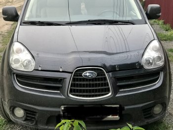 2 159 р. Дефлектор капота CA-Plastiс  Subaru Tribeca (2005-2007) (Шелкография черная)  с доставкой в г. Омск. Увеличить фотографию 3