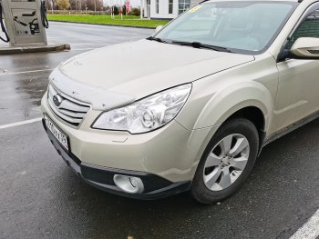 2 299 р. Дефлектор капота CA-Plastiс  Subaru Outback ( BR/B14,  BR,) (2009-2015) дорестайлинг универсал, B14)  рестайлинг универсал (Шелкография серебро)  с доставкой в г. Омск. Увеличить фотографию 3