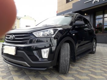 6 999 р. Защита переднего бампера Slitkoff (d57, черная) Hyundai Creta GS дорестайлинг (2015-2019) (Цвет: серебристый)  с доставкой в г. Омск. Увеличить фотографию 6