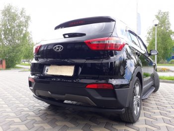 6 299 р. Защита заднего бампера из трубы d57 Slitkoff (радиусная)  Hyundai Creta  GS (2015-2021) дорестайлинг, рестайлинг (Цвет: серебристый)  с доставкой в г. Омск. Увеличить фотографию 2