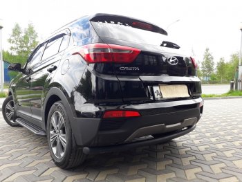 6 299 р. Защита заднего бампера из трубы d57 Slitkoff (радиусная)  Hyundai Creta  GS (2015-2021) дорестайлинг, рестайлинг (Цвет: серебристый)  с доставкой в г. Омск. Увеличить фотографию 3