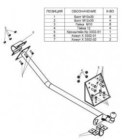 3 499 р. Фаркоп Лидер Плюс ГАЗ ГАЗель 3302 дорестайлинг шасси (1994-2002) (Без электропакета)  с доставкой в г. Омск. Увеличить фотографию 2