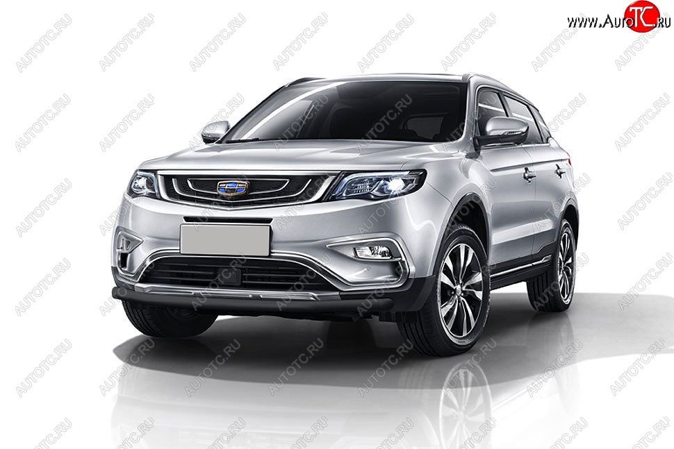 10 349 р. Защита переднего бампера Slitkoff (d57 мм) Geely Atlas NL3 (2016-2022) (Сталь с полимерным покрытием. Цвет: чёрный)  с доставкой в г. Омск