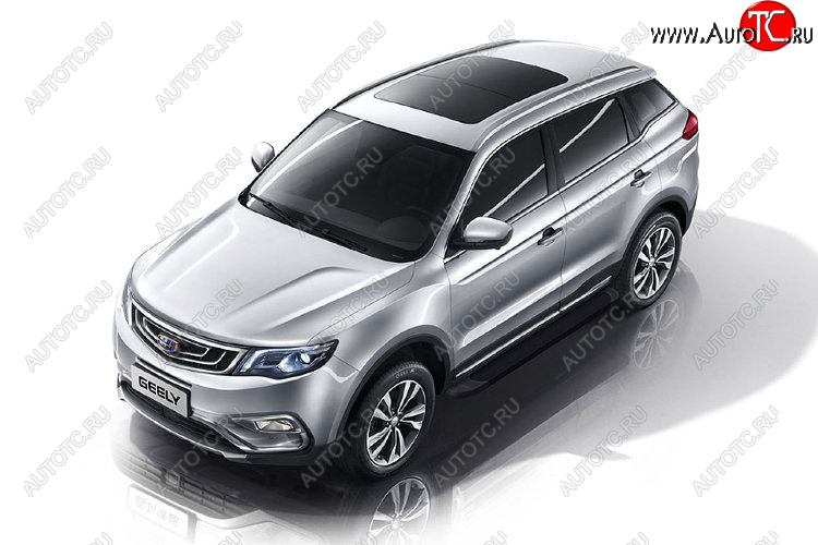 13 349 р. Пороги алюминиевые Slitkoff  Geely Atlas  NL3 - Atlas Pro  NL3 (Optima Black )  с доставкой в г. Омск