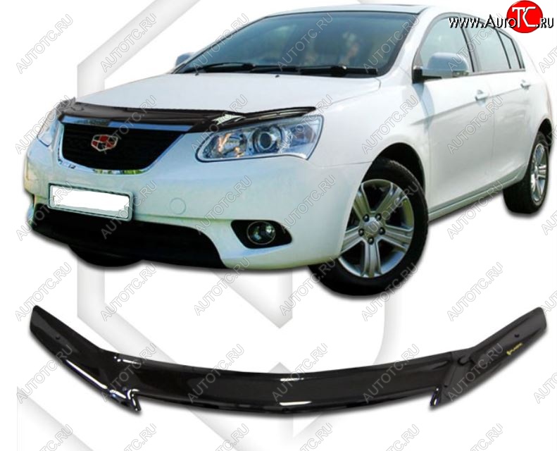 2 159 р. Дефлектор капота CA-Plastic  Geely Emgrand EC7 (2009-2016) хэтчбек (Classic черный, Без надписи)  с доставкой в г. Омск