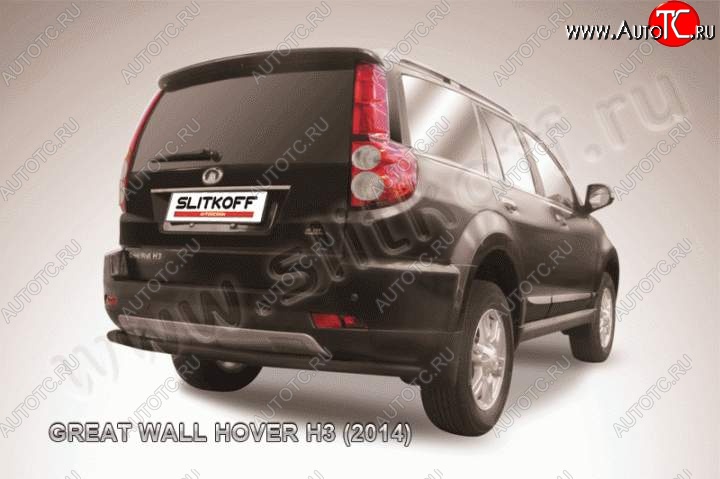 7 999 р. Защита заднего бампера Slitkoff (труба d57, длинная) Great Wall Hover H3  рестайлинг (2014-2016) (Цвет: серебристый)  с доставкой в г. Омск