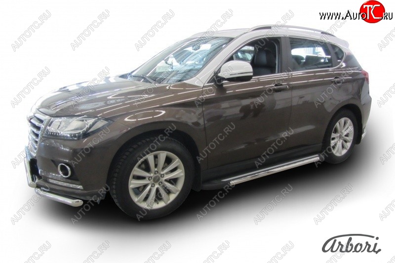 12 509 р. Порожки для ног Arbori Luxe Black Haval H2 (2014-2021)  с доставкой в г. Омск