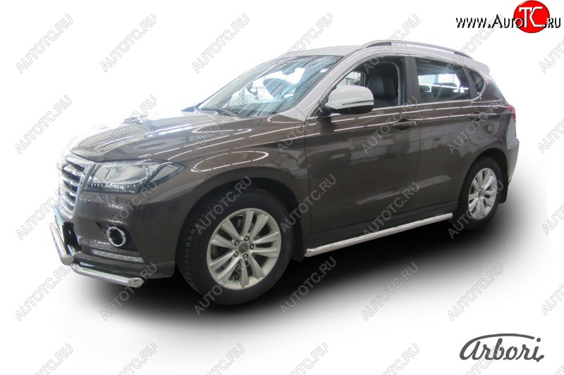 12 869 р. Защита штатных порогов Arbori (нержавейка, d57 mm). Haval H2 (2014-2021)  с доставкой в г. Омск