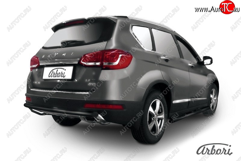 7 019 р. Защита заднего бампера Arbori (черная, 1 труба d57 mm). Haval H6 (2013-2020)  с доставкой в г. Омск