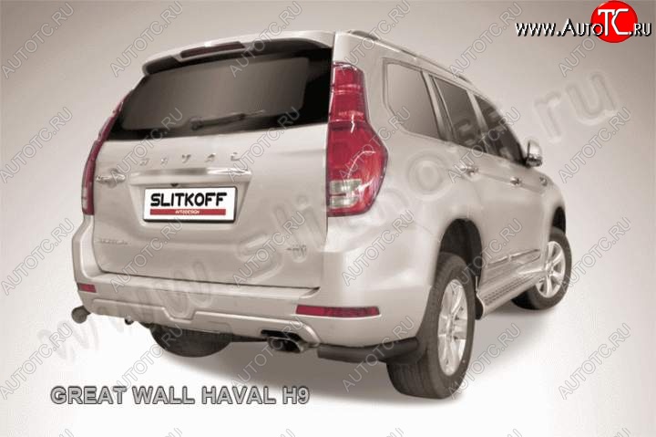 5 249 р. Защита заднего бампера из уголков d76 Slitkoff  Haval H9 (2015-2017) дорестайлинг (Цвет: серебристый)  с доставкой в г. Омск