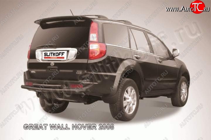 6 599 р. Защита заднего бампера Slitkoff (труба d57/d57)  Great Wall Hover (2010-2014)  1-ый рестайлинг (Цвет: серебристый)  с доставкой в г. Омск