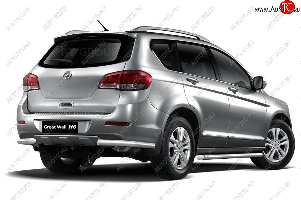 10 649 р. Защита заднего бампера Petroil Tuning (уголки, d63) Great Wall Hover H6 (2012-2016) (Нержавейка)  с доставкой в г. Омск