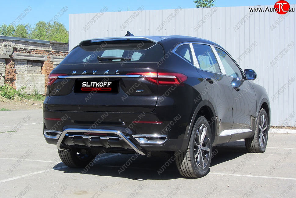 15 549 р. Защита заднего бампера (Ø42 мм, нержавейка) Slitkoff  Haval F7 - F7x  с доставкой в г. Омск