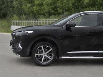 13 999 р. Защита переднего бампера (Ø42 мм, нержавейка, 4WD) SLITKOFF Haval F7x  дорестайлинг (2019-2022) (полированная нержавейка)  с доставкой в г. Омск. Увеличить фотографию 4