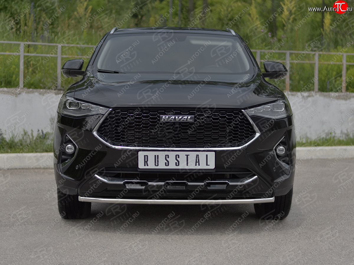 10 399 р. Защита переднего бампера (Ø42 мм, нержавейка, 4WD) Russtal Haval F7x  дорестайлинг (2019-2022)  с доставкой в г. Омск