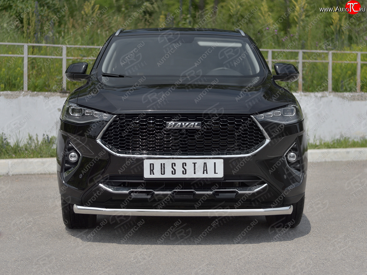 13 399 р. Защита переднего бампера (Ø63 мм секции, нержавейка, 1,5 4WD) SLITKOFF Haval F7x  дорестайлинг (2019-2022)  с доставкой в г. Омск