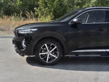 12 349 р. Защита переднего бампера SLITKOFF (Ø63 и 42 мм, окрашенная) Haval F7x  дорестайлинг (2019-2022) (черный)  с доставкой в г. Омск. Увеличить фотографию 3