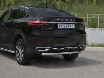 11 399 р. Защита заднего бампера (Ø63 мм, нержавейка) SLITKOFF  Haval F7x (2019-2022)  дорестайлинг  с доставкой в г. Омск. Увеличить фотографию 2